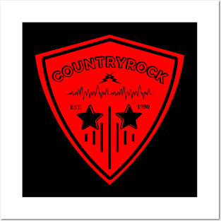 Country rock - pick guitar logo Posters and Art